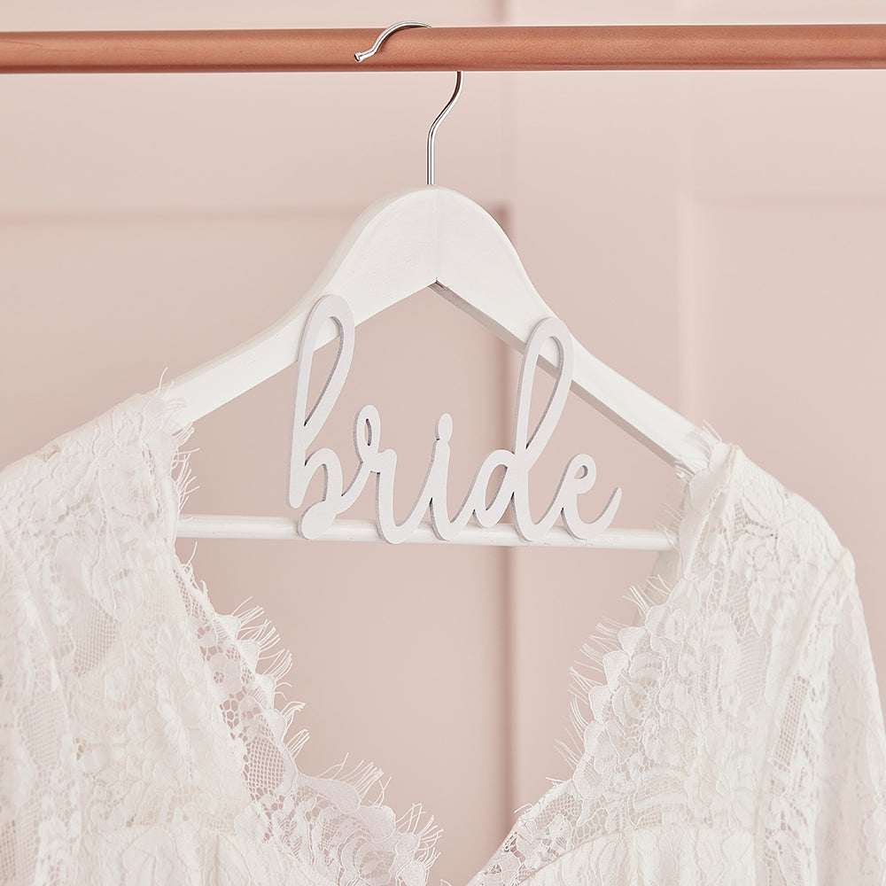 White Wooden Bride Hanger Party Touches