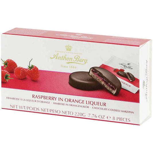 Anthon Berg Raspberry Orange Liqueur Chocolate Marzipan Box