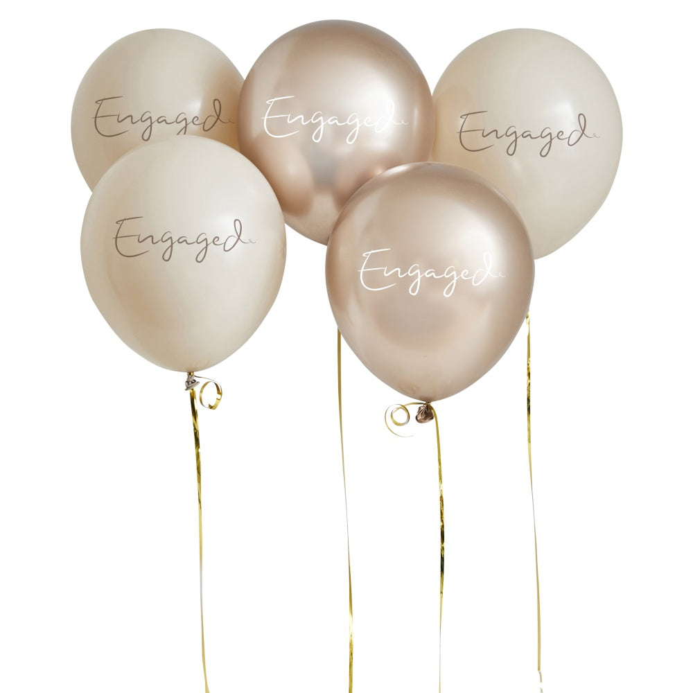 Gold Engaged Latex Balloons