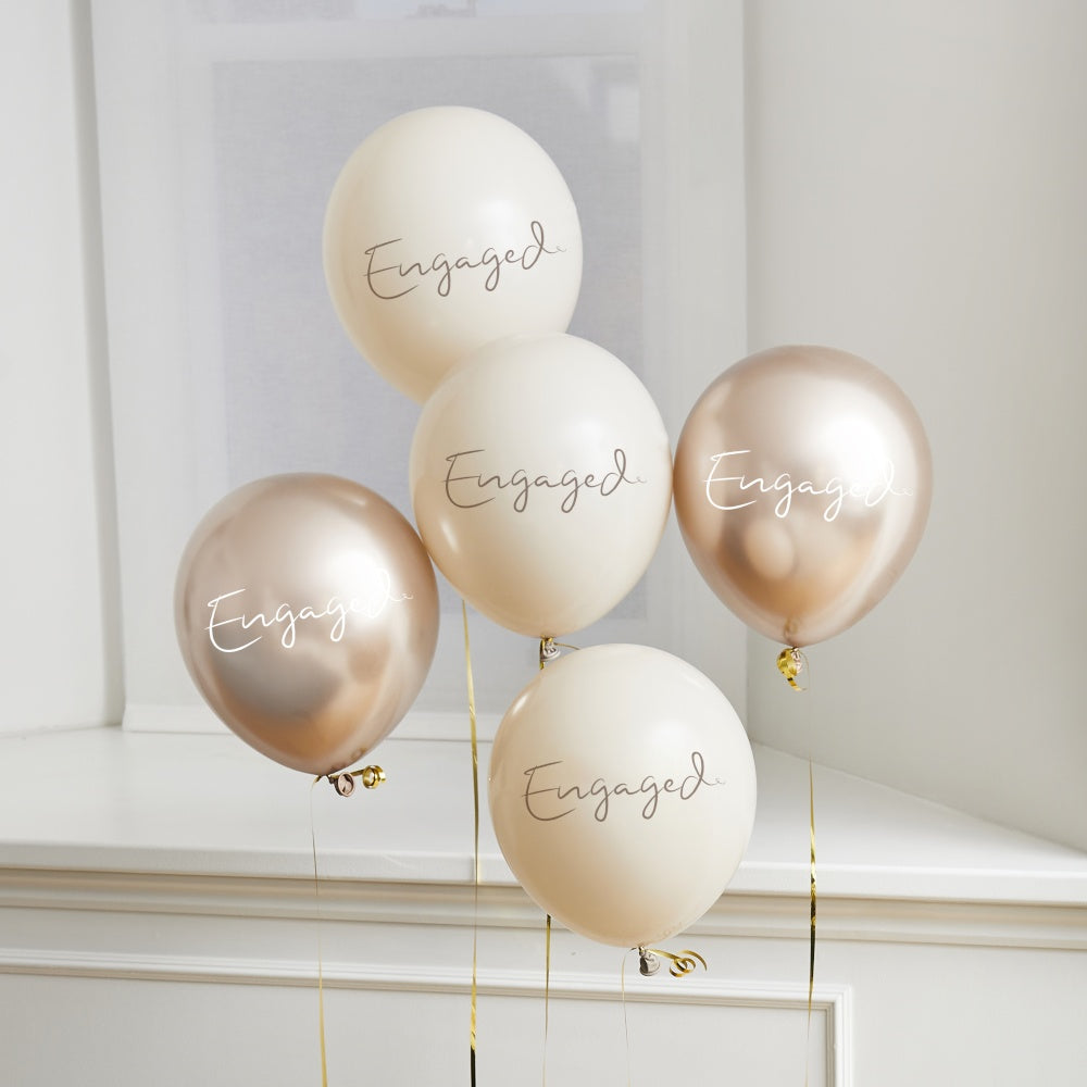 Gold Engaged Latex Balloons