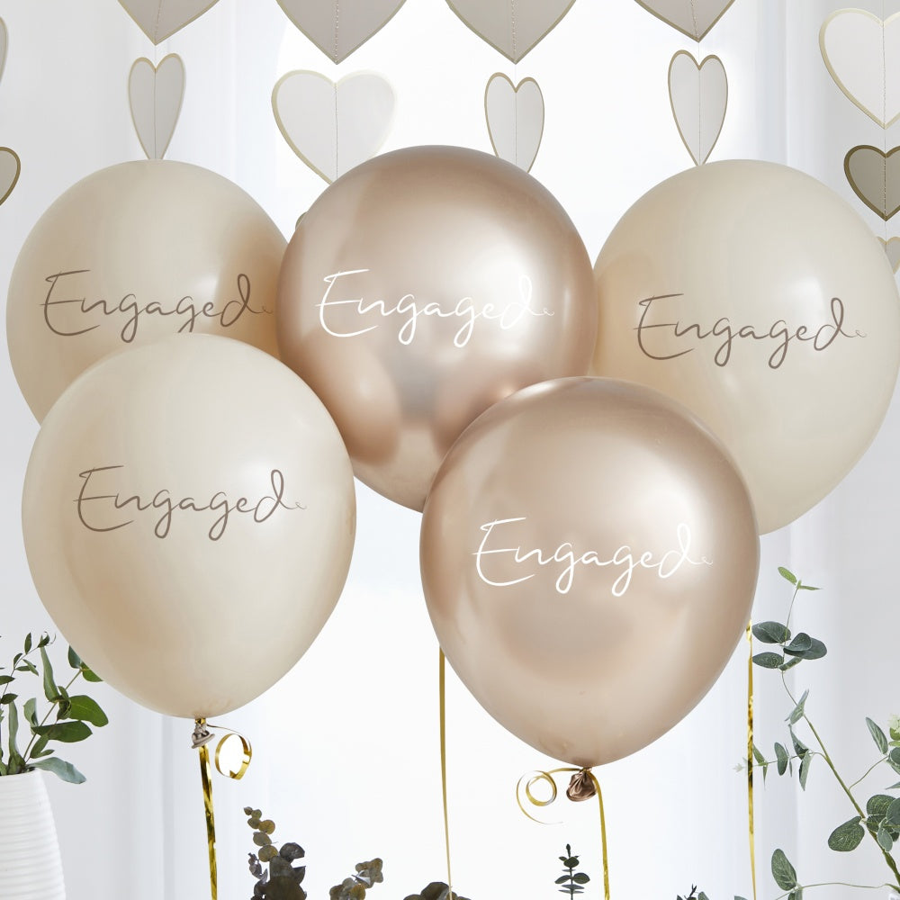 Gold Engaged Latex Balloons