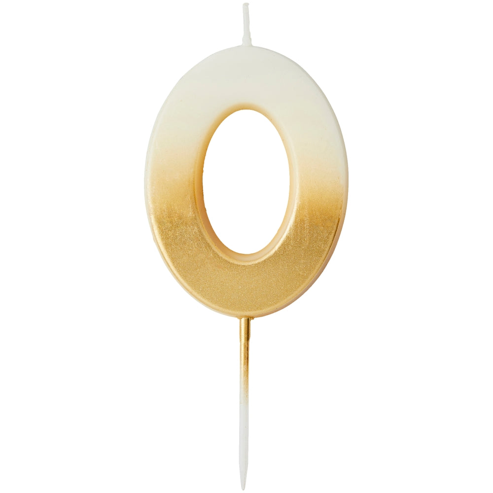 Gold Ombre Number 0 Candle