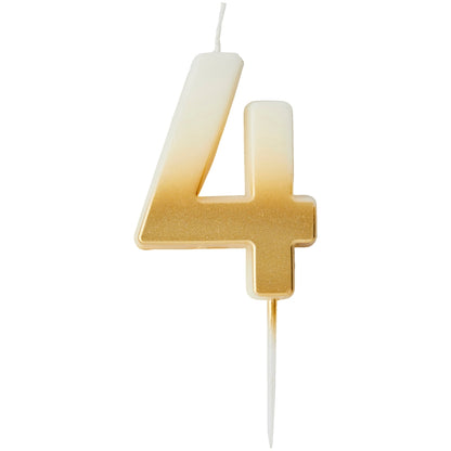 Gold Ombre Number 4 Candle