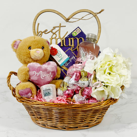 Mother's Day Gift Hamper - Brown Bear with Heart Pillow - Large