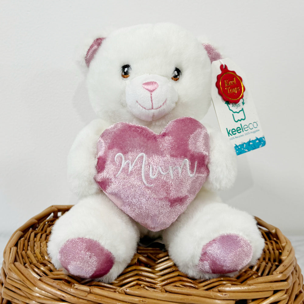 Mother's Day Gift Hamper - White Bear with Heart Pillow - Large