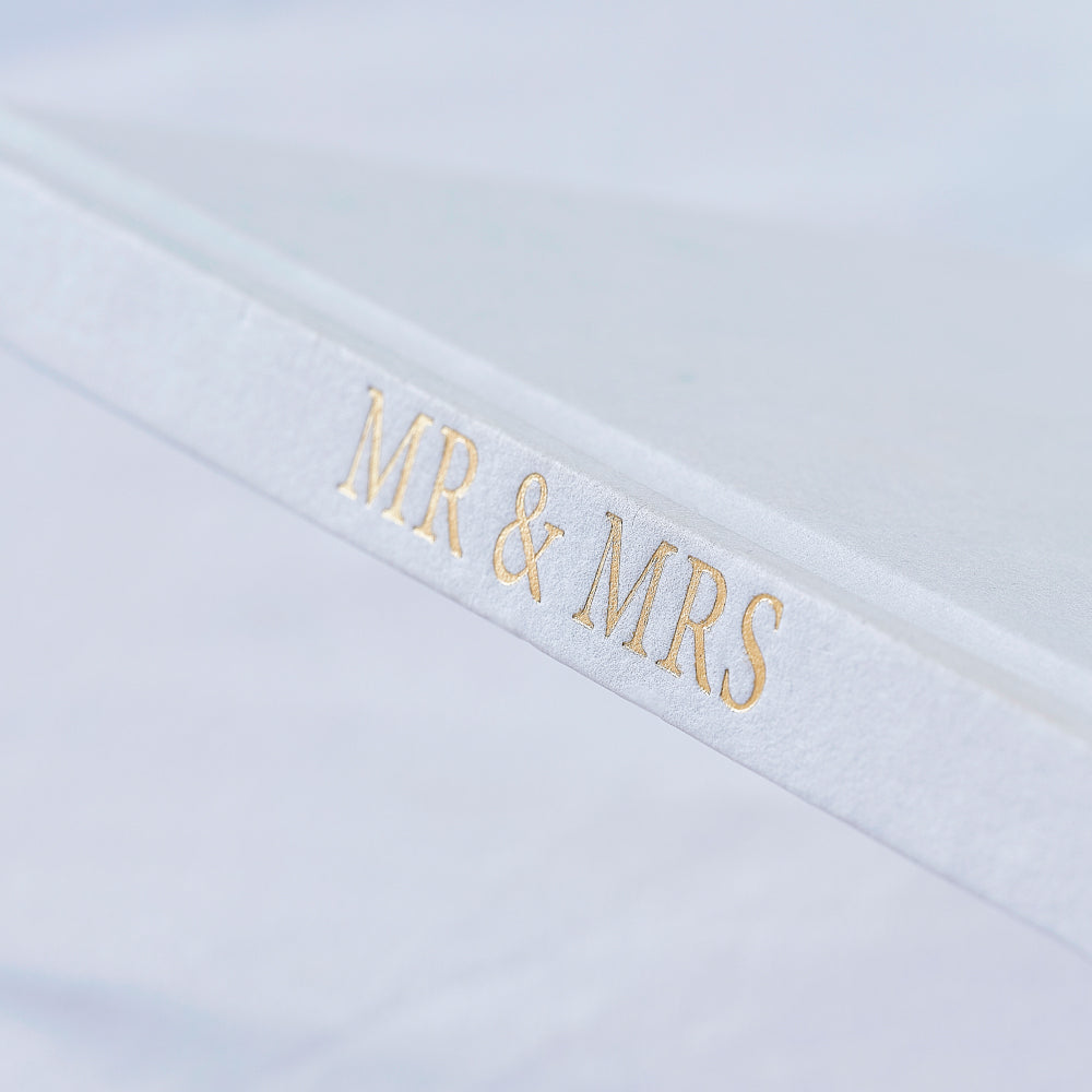 White Embossed Wedding Guest Book