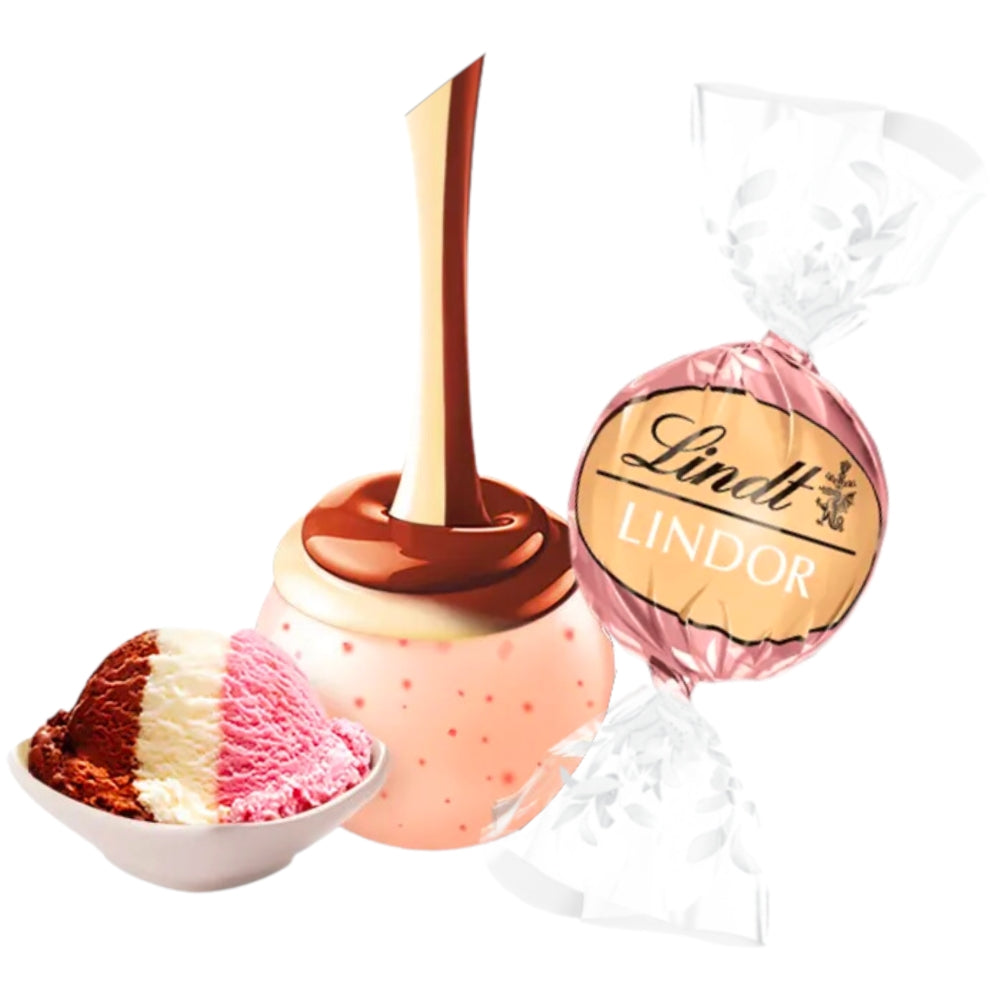 Lindt Lindor US Neapolitan Strawberry & Vanilla White Chocolate