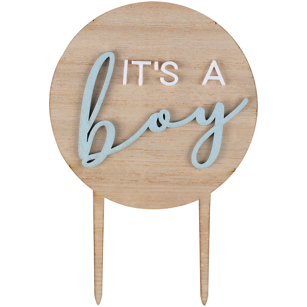 It's a Boy Wooden Baby Shower Cake Topper