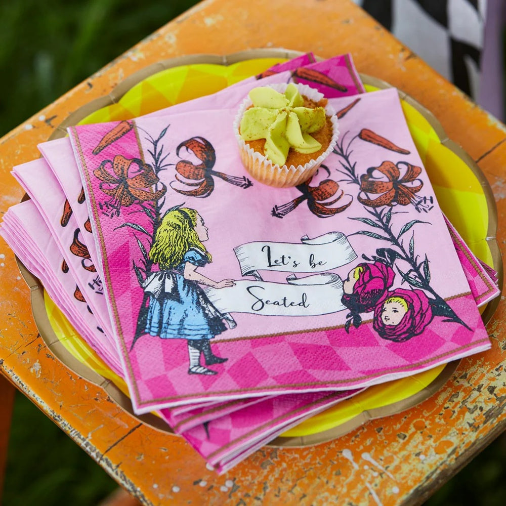 Alice in Wonderland Bright Pink Paper Napkins