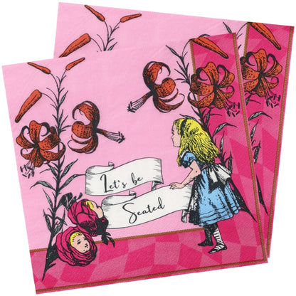 Alice in Wonderland Bright Pink Paper Napkins