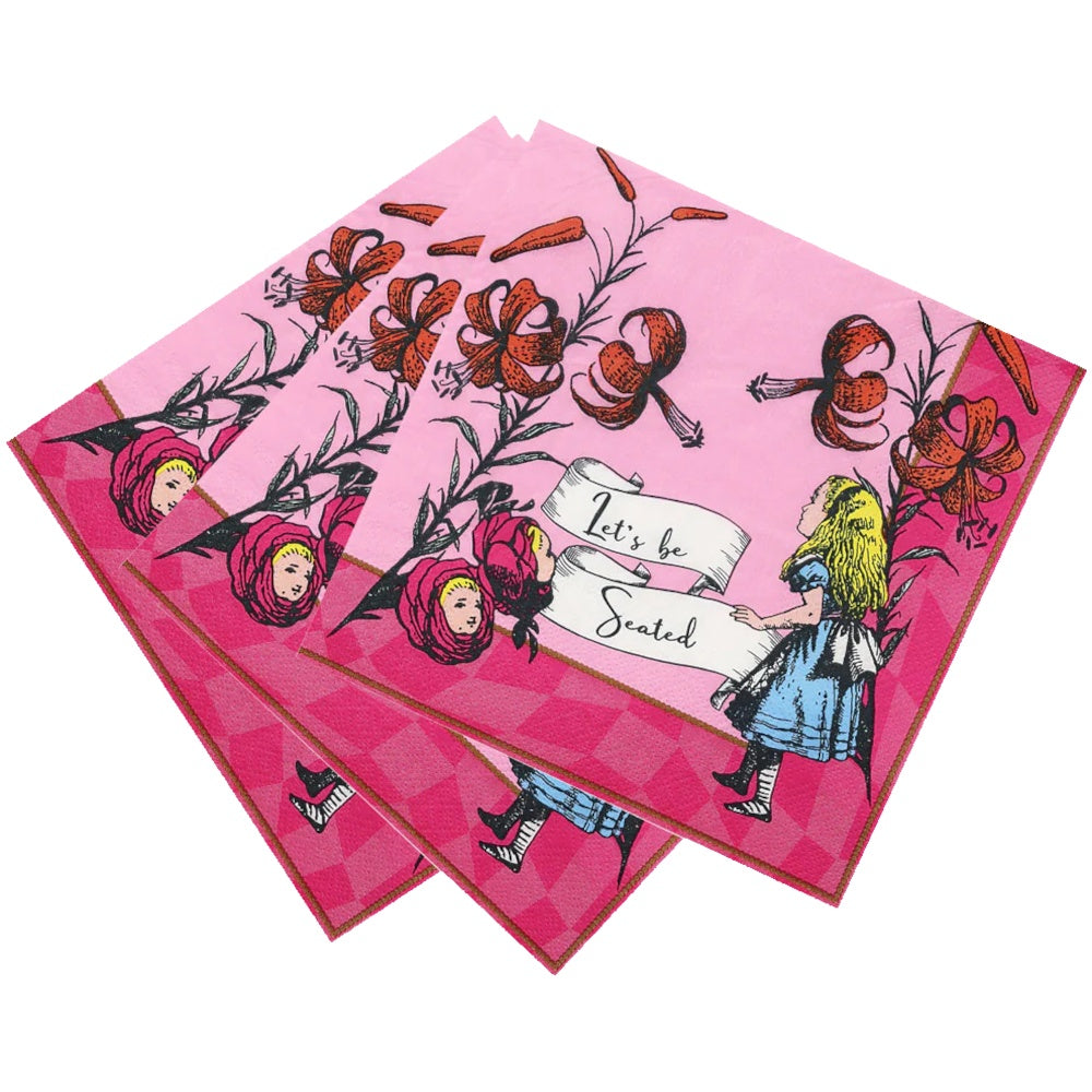 Alice in Wonderland Bright Pink Paper Napkins