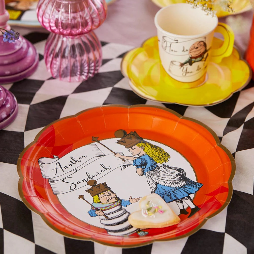 Alice in Wonderland Bright Blue Scalloped Paper Plates