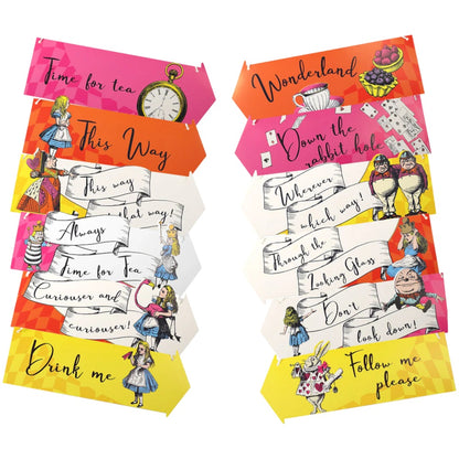 Alice in Wonderland Bright Hanging Paper Sign Decorations