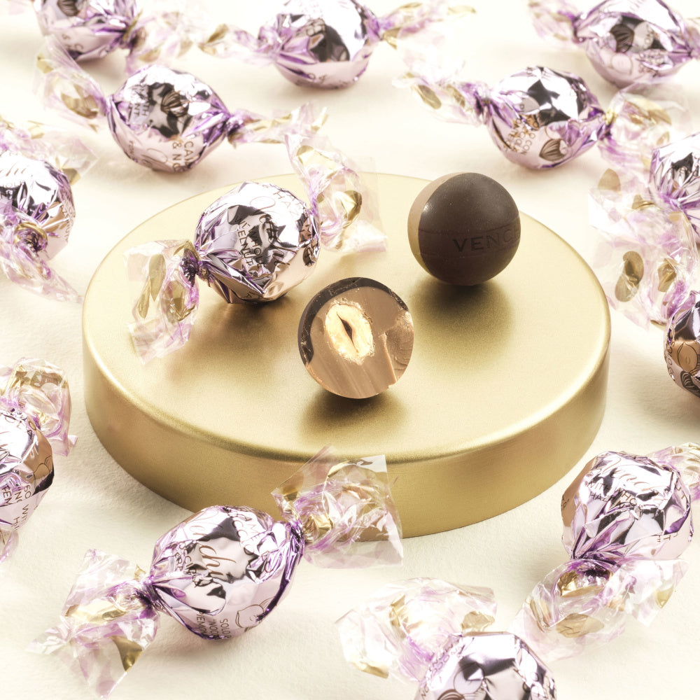 Venchi Caramel & Hazelnut Gold & Dark Chocolate Pearl