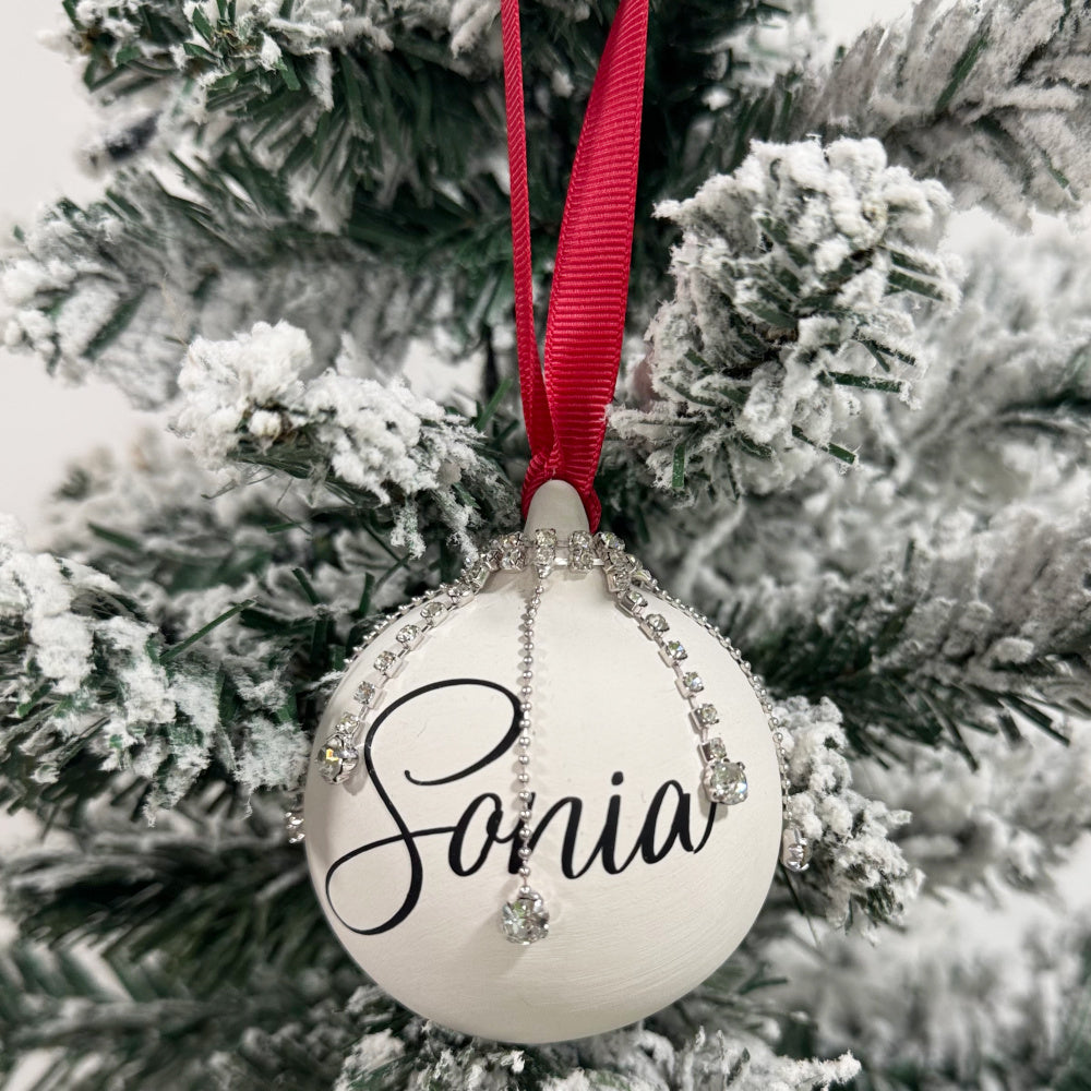 Personalised White Ceramic Christmas Tree Baubles