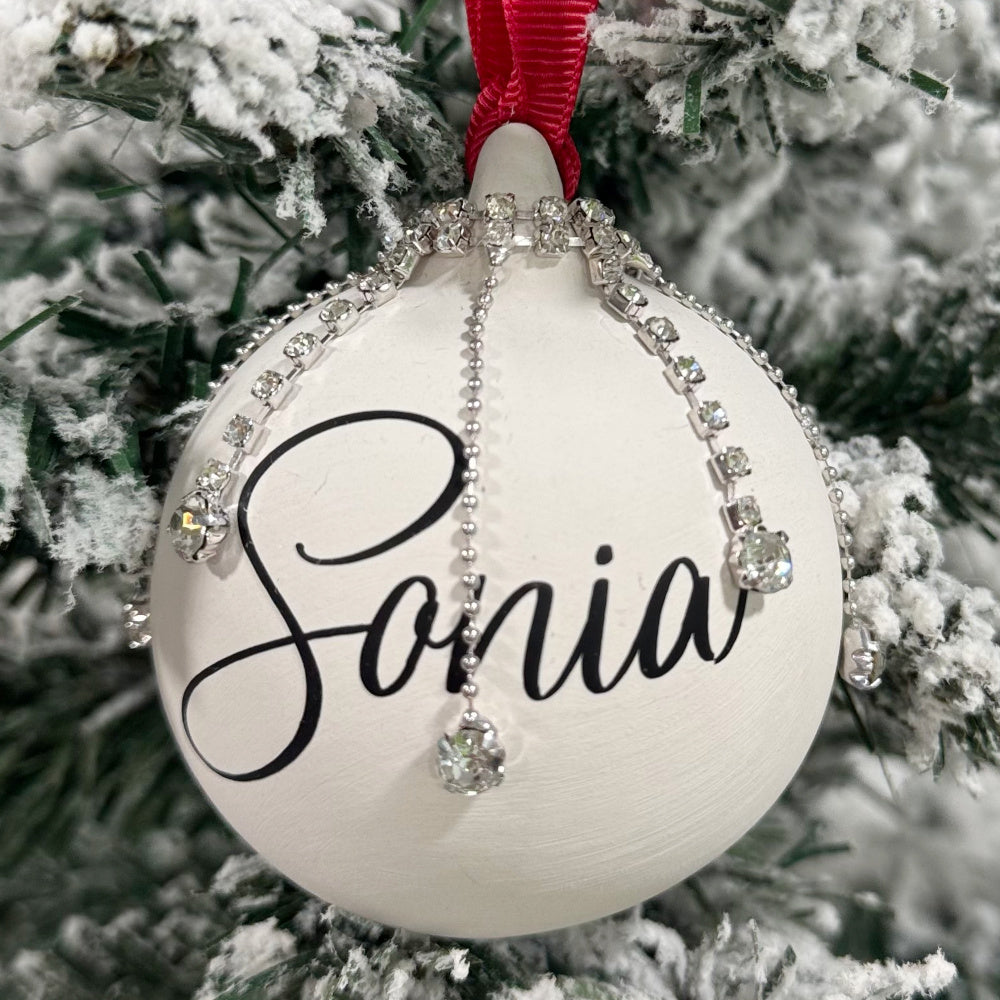 Personalised White Ceramic Christmas Tree Baubles