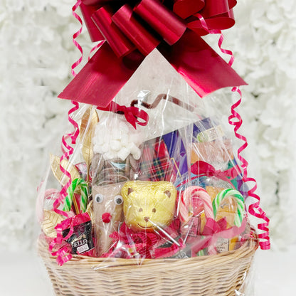 Christmas Chocolate Hamper Gift Basket with Red Ribbon