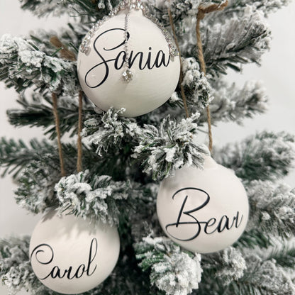 Personalised White Ceramic Christmas Tree Baubles