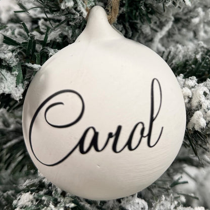 Personalised White Ceramic Christmas Tree Baubles