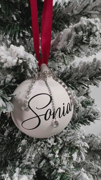 Personalised White Ceramic Christmas Tree Baubles