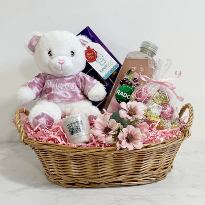 Mother's Day Gift Hamper - White Bear in Pink Shirt - Small