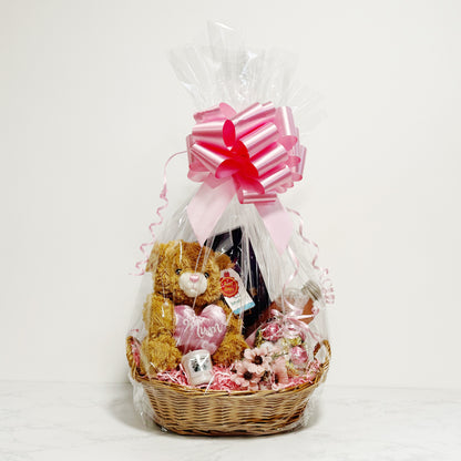 Mother's Day Gift Hamper - Fluffy Brown Bear with Heart Pillow - Small