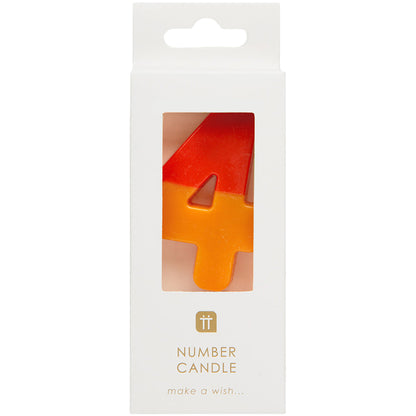 Orange and Red Number Candle - 4