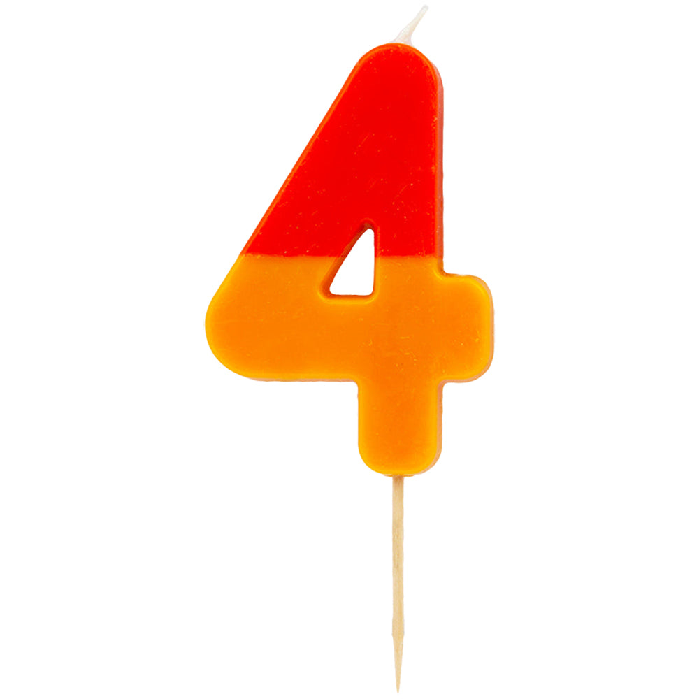 Orange and Red Number Candle - 4