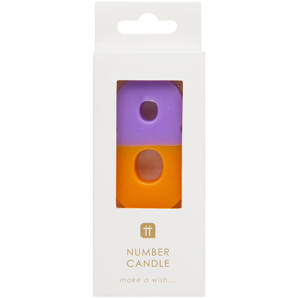 Orange and Purple Number Candle - 8