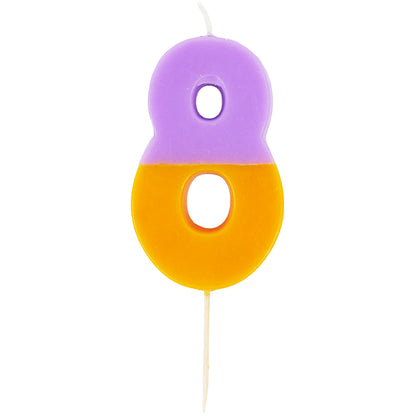 Orange and Purple Number Candle - 8