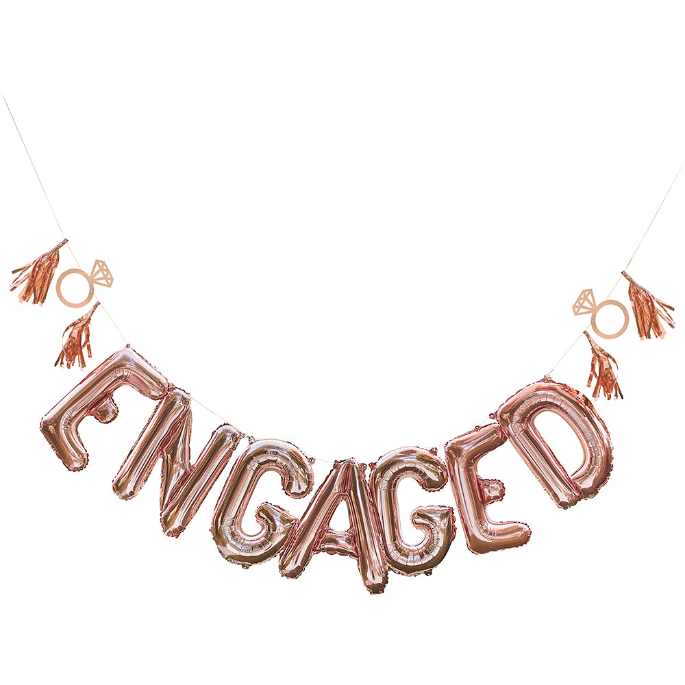 Rose Gold Engaged Balloon Bunting