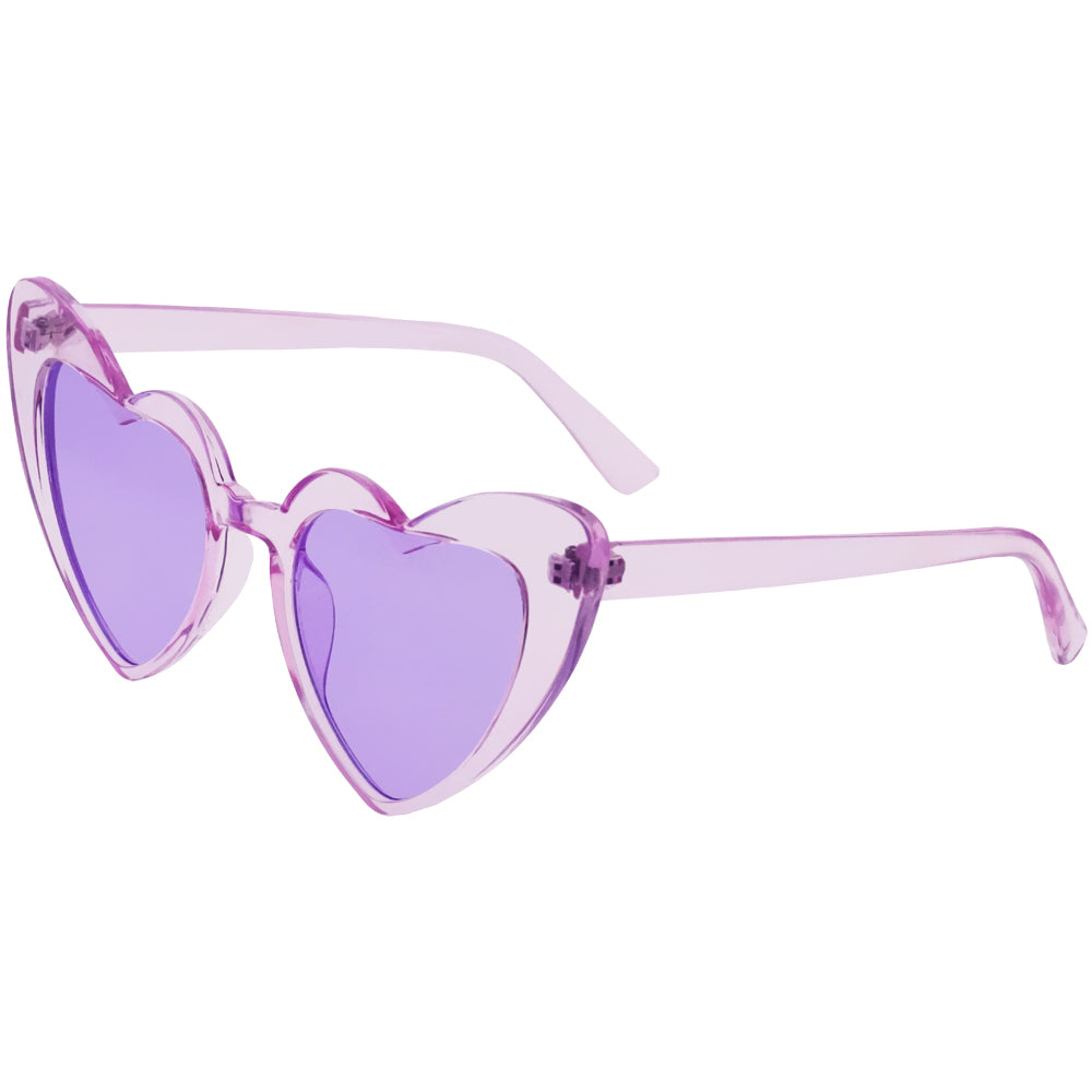 Full Rimmed Heart Sunglasses - Translucent Lilac, Lilac Clear Lens