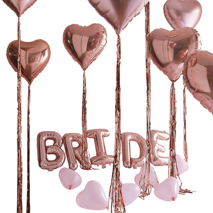 Rose Gold Bride and Heart Balloons Room Decoration Kit