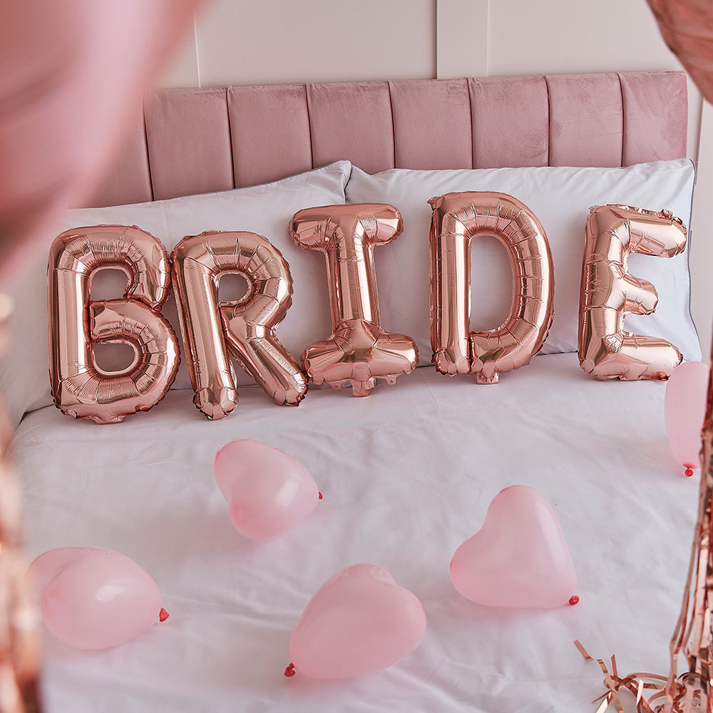 Rose Gold Bride and Heart Balloons Room Decoration Kit