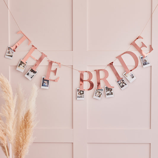 Rose Gold The Bride Hen Party Bunting with Photo Pegs