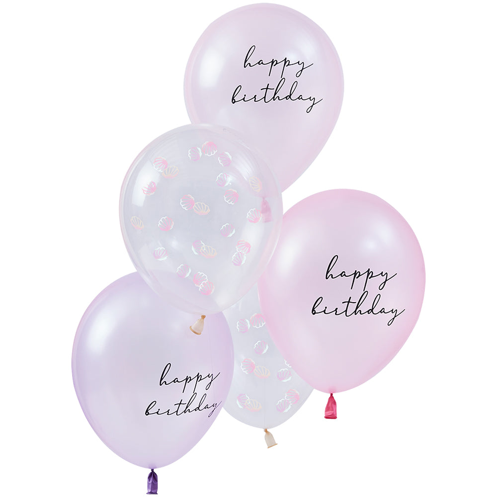 Pearlised Pink & Shell Confetti Balloon Bundle