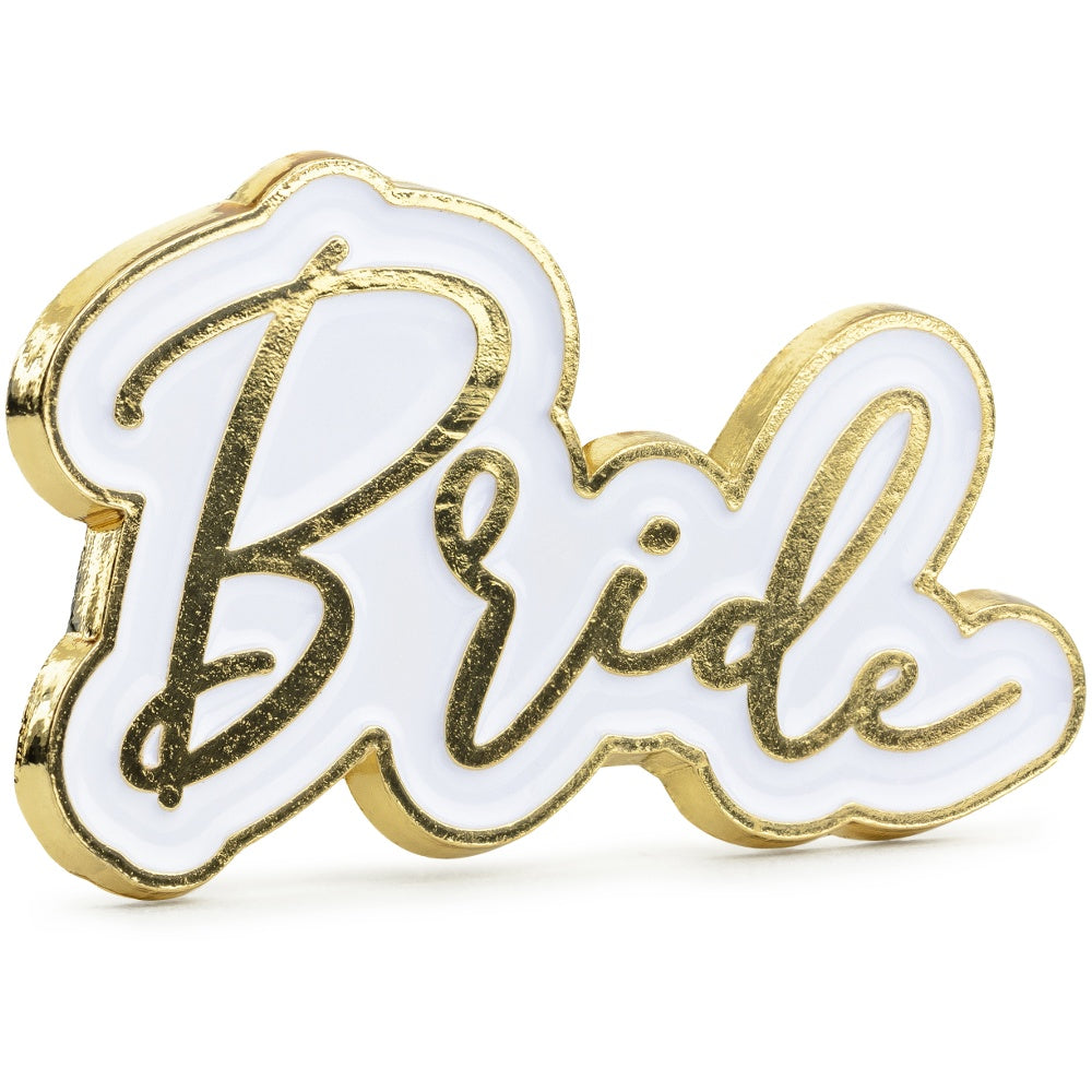 Gold & White Bride Enamel Pin