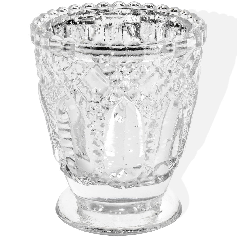 Silver Glass Candle Holder 8cm