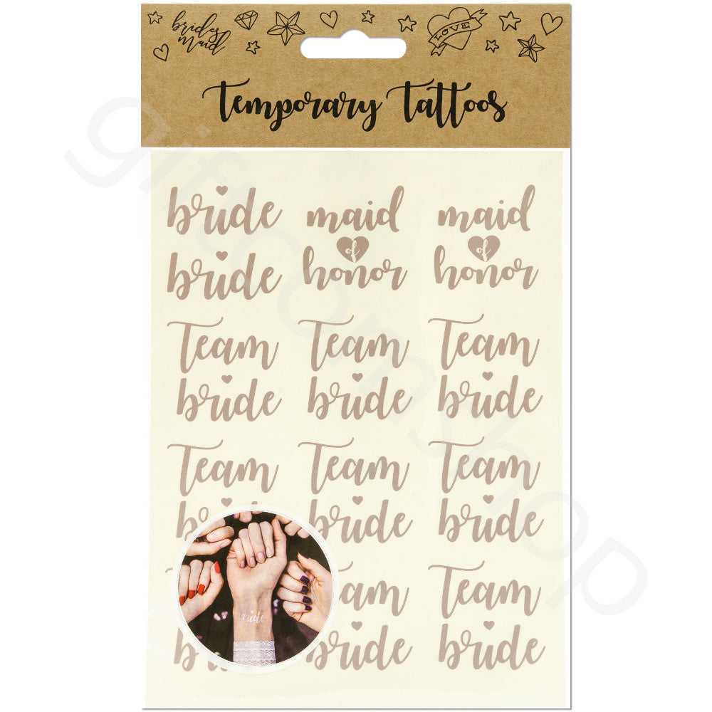 Rose Gold Bachelorette Party Temporary Tattoos